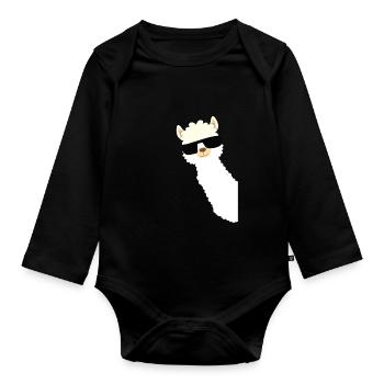 Cool Alpaca Motif - Alpaca Lama Farmer - Organic Longsleeve Baby Bodysuit - black - Front