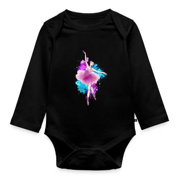 Ballet dancer Colorful ballerina dance - Organic Longsleeve Baby Bodysuit - black - Front