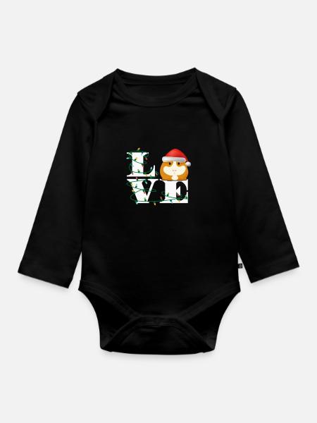 Cavia Love Christmas - Baby bio-rompertje met lange mouwen - zwart