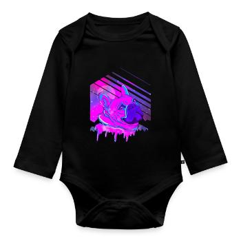 french bulldog colors - Organic Longsleeve Baby Bodysuit - black - Front