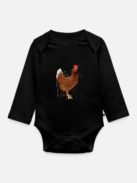 Huhn Tropfen - Baby Bio-Langarm-Body - Schwarz