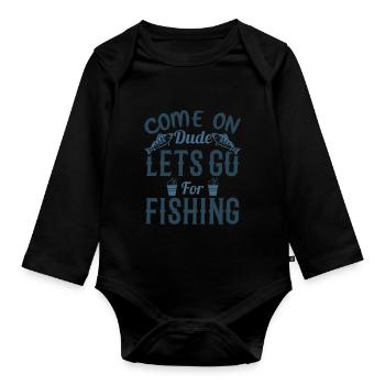 Fishermen fish fresh fish - Organic Longsleeve Baby Bodysuit - black - Front