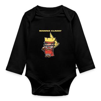 Wanna Clash Arena Royale Clans König - Baby Bio-Langarm-Body - Schwarz - Vorne