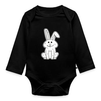 Hasen Lustiges Design Hase Häschen Fun Geschenk - Baby Bio-Langarm-Body - Schwarz - Vorne