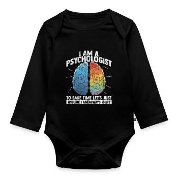 psychologue - Body Bébé bio manches longues - noir - Devant