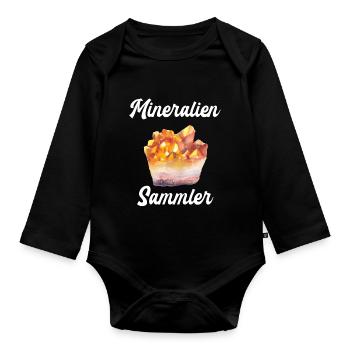 Mineralien Steine Geologie Sammler Mineral Geologe - Baby Bio-Langarm-Body - Schwarz - Vorne