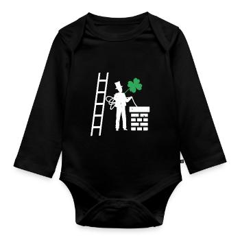 Cadeau de trèfle porte-bonheur Schonsteinfeger - Body Bébé bio manches longues - noir - Devant