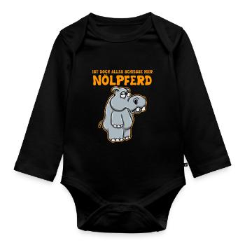 Ist Doch Alles Scheisse Hier - Nölpferd Nilpferd - Baby Bio-Langarm-Body - Schwarz - Vorne