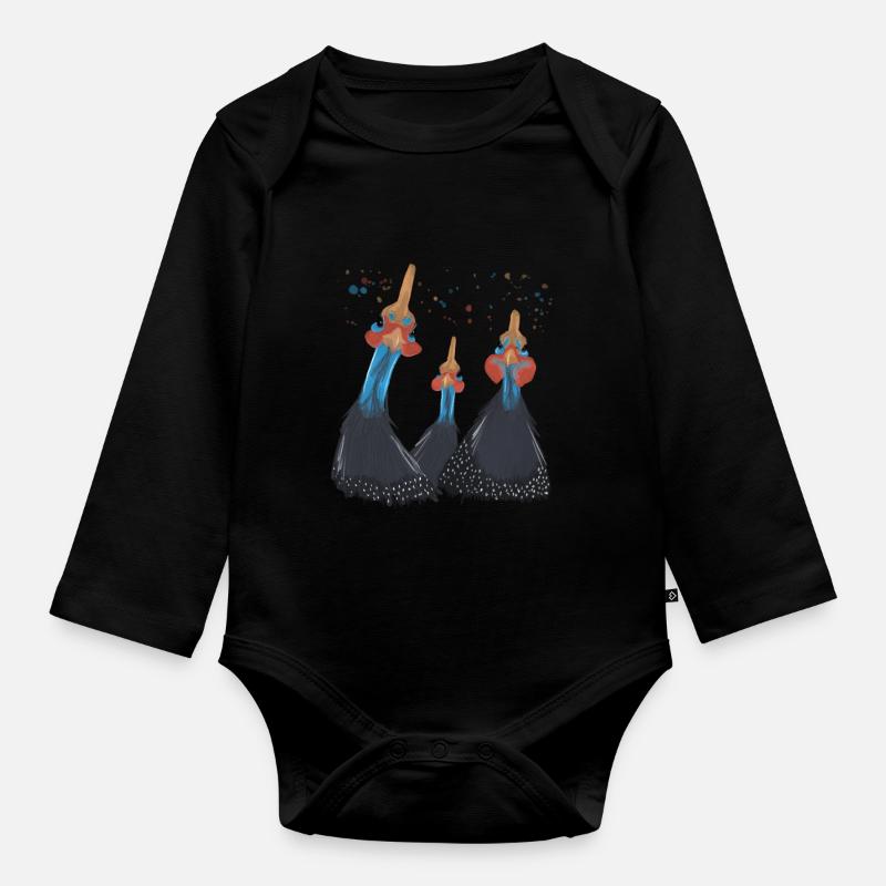 Trio pintades - Body Bébé bio manches longues - noir