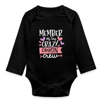 Idée cadeau cousin fou - Body Bébé bio manches longues - noir - Devant