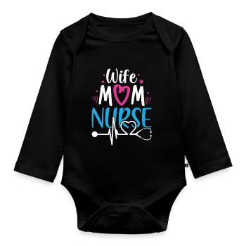 Nurse - Baby Bio-Langarm-Body - Schwarz - Vorne