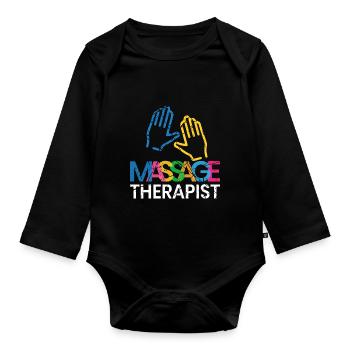 Massage - Organic Longsleeve Baby Bodysuit - black - Front