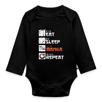 manger sommeil manga répéter - Body Bébé bio manches longues - noir - Devant