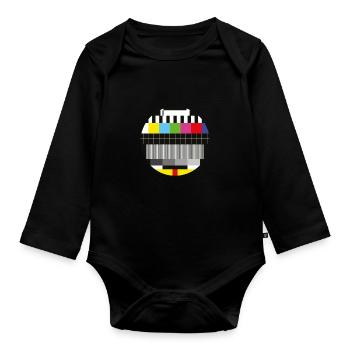 Motif de test - pas de signal TV pause - Body Bébé bio manches longues - noir - Devant