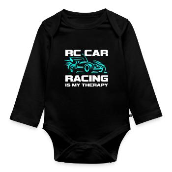 Modellauto fahren ist meine Therapie RC Buggy - Baby Bio-Langarm-Body - Schwarz - Vorne
