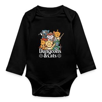 RPG Dungeons und Katzen Lustiges Rollenspiel - Body Bébé bio manches longues - noir - Devant