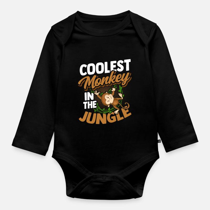 Affe - Baby Bio-Langarm-Body - Schwarz