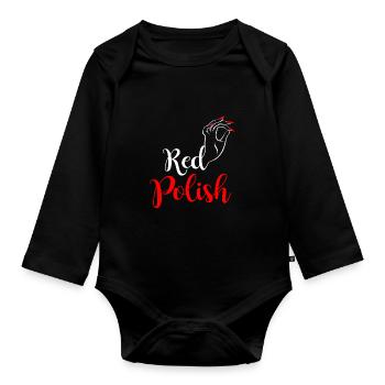 Red Polish Fingernails Manicure Nail Art - Organic Longsleeve Baby Bodysuit - black - Front