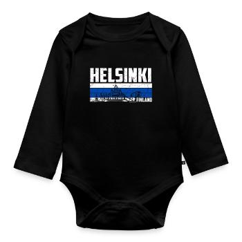 Helsinki, Finlande - Body Bébé bio manches longues - noir - Devant
