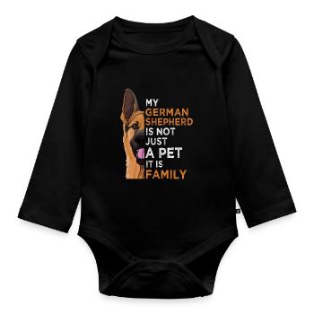 German shepherd gift owner - Organic Longsleeve Baby Bodysuit - black - Front