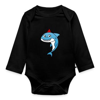 Anniversaire des enfants de requin - Body Bébé bio manches longues - noir - Devant