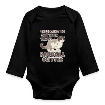 Dies ist kein Katzenhaar, das Ragdoll Glitter Tee ist - Baby Bio-Langarm-Body - Schwarz - Vorne
