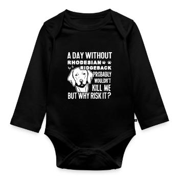 Rhodesian Ridgeback Shirts - Baby Bio-Langarm-Body - Schwarz - Vorne
