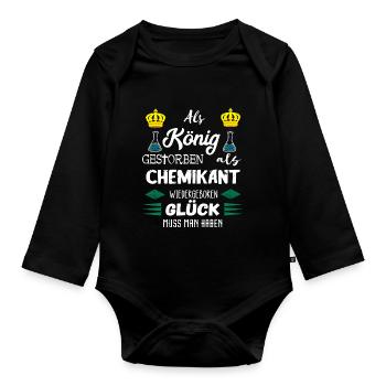 Chemikant König Chemiker Biochemie Chemielaborant - Baby Bio-Langarm-Body - Schwarz - Vorne
