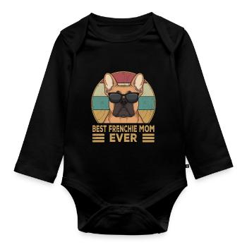 Bouledogue français meilleure maman française de tous les temps - Body Bébé bio manches longues - noir - Devant