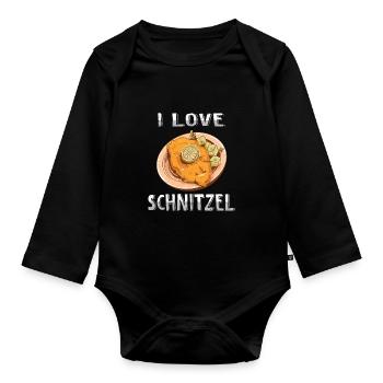 I love schnitzel - Organic Longsleeve Baby Bodysuit - black - Front