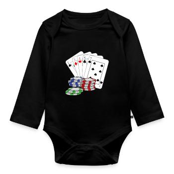 Poker Poker Pokerface jeu de cartes - Body Bébé bio manches longues - noir - Devant