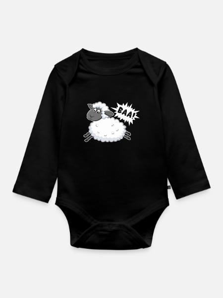 Schafe Baa Baaa Schafe - Baby Bio-Langarm-Body - Schwarz