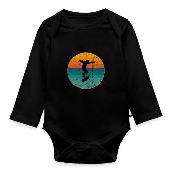 Skateboard Skate Skater Geschenk - Baby Bio-Langarm-Body - Schwarz - Vorne