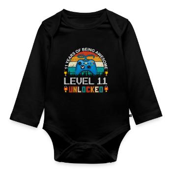 11e anniversaire Gamer Gamer Gift Controller - Body Bébé bio manches longues - noir - Devant