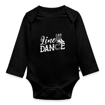 Line Dancing Hufeisen Country Line Dance - Baby Bio-Langarm-Body - Schwarz - Vorne