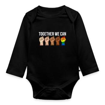 Anti racism black lgbtq human rights - Organic Longsleeve Baby Bodysuit - black - Front