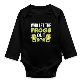 Frog ampibian biologist - Organic Longsleeve Baby Bodysuit - black - Front