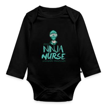 Meilleure infirmière drôle - Body Bébé bio manches longues - noir - Devant