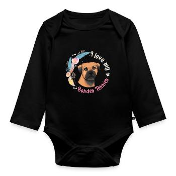Border terrier - Body Bébé bio manches longues - noir - Devant