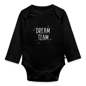 team dream team - Baby Bio-Langarm-Body - Schwarz - Vorne