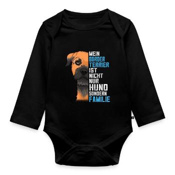 Border Terrier Hund Schönes Geschenk - Baby Bio-Langarm-Body - Schwarz - Vorne