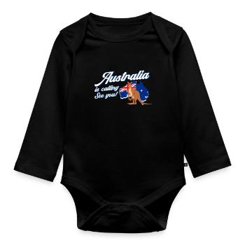 L'Australie appelle un cadeau de kangourou en Australie - Body Bébé bio manches longues - noir - Devant