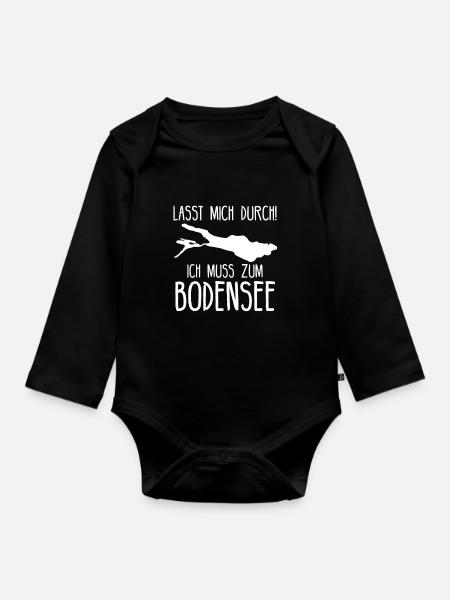 Bodensee See Kontanz Süddeutschland Geschenkidee - Baby Bio-Langarm-Body - Schwarz