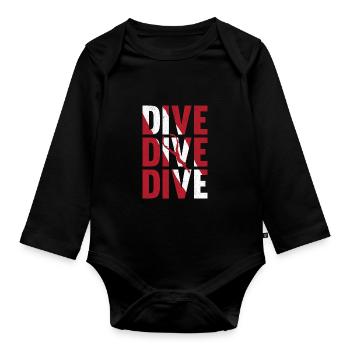 Plongée sous-marine drapeau de plongée sous-marine cadeau de plongeur - Body Bébé bio manches longues - noir - Devant
