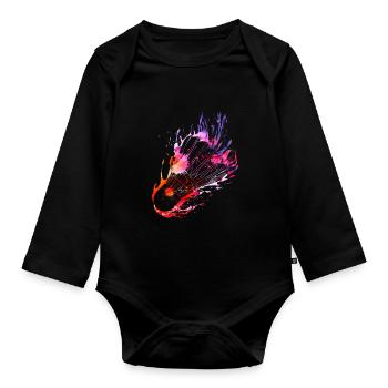 Splash Badminton - Organic Longsleeve Baby Bodysuit - black - Front