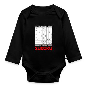 Sudoku Lustig Spruch für Kinder & Erwachsene - Baby Bio-Langarm-Body - Schwarz - Vorne