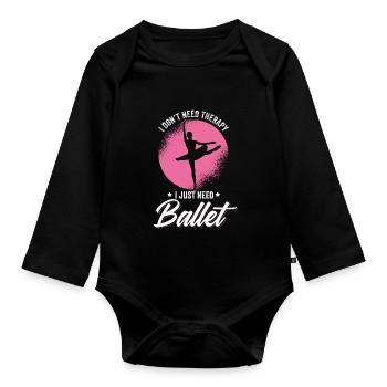 Ballet Ballerina Balletttänzerin Tütü Balettschuhe - Baby Bio-Langarm-Body - Schwarz - Vorne