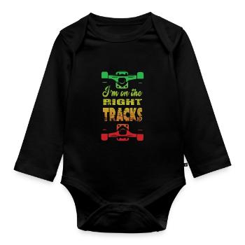 Skateboard skateboard skateboard skate - Body Bébé bio manches longues - noir - Devant