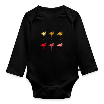 Flamingo Colorful Colorful - Organic Longsleeve Baby Bodysuit - black - Front