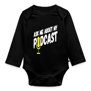 Interrogez-moi sur mon podcast pour un podcasteur amateur - Body Bébé bio manches longues - noir - Devant